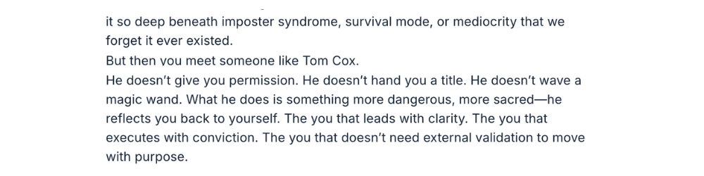 Written testimonial from an ECA member