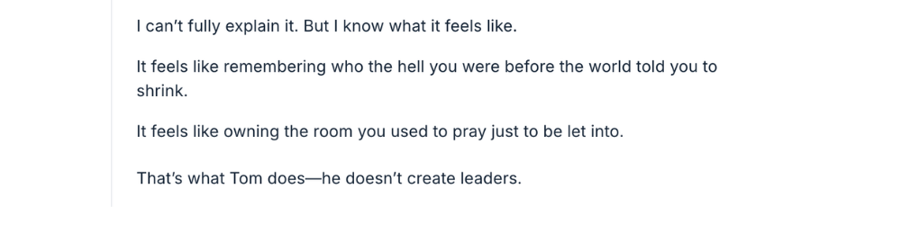 Written testimonial from an ECA member