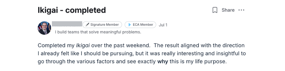 Written testimonial from an ECA member